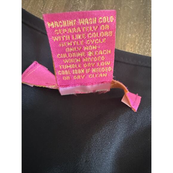 Catherine Malandrino Womens Medium Black V Neck Sheer Tunic Top LS Blouse - Picture 6 of 8